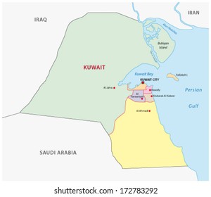 Kuwait Administrative Map Stock Vector (Royalty Free) 172783292 ...