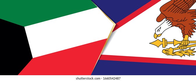 Banderas de Kuwait y Samoa Americana, dos banderas vectoriales símbolo de relación o enfrentamiento.