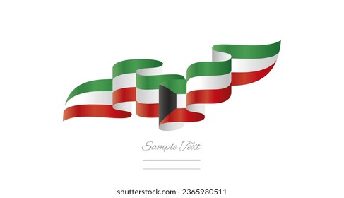 Kuwait black green white red wavy flag ribbon concept design template. Premium Kuwaiti flag vector illustration design on isolated white background