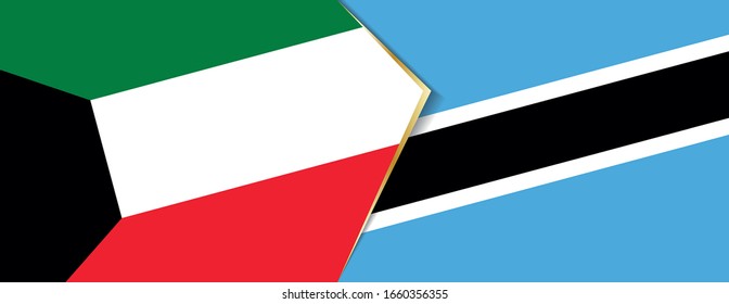 Kuwait and Botswana flags, two vector flags symbol of relationship or confrontation.