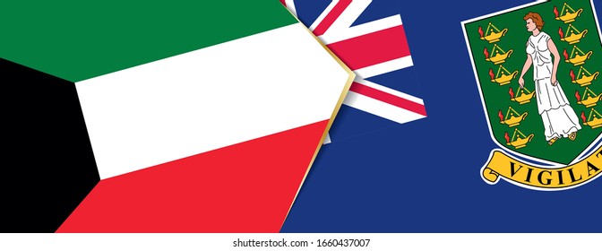 Banderas de Kuwait y las Islas Vírgenes Británicas, dos banderas vectoriales símbolo de relación o enfrentamiento.