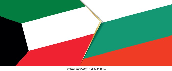 Kuwait and Bulgaria flags, two vector flags symbol of relationship or confrontation.