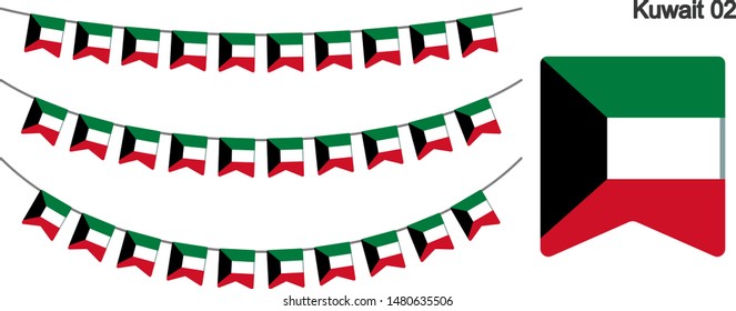 Kuwait-Jagdfahnen einzeln auf weißem Hintergrund. Vektorgrafik.