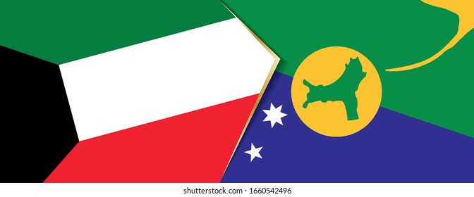Kuwait and Christmas Island flags, two vector flags symbol of relationship or confrontation.