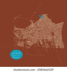 Kuwait City capital city of Kuwait,Urban Streets Roads Map with city center location pin, illustration vector element image 