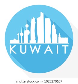 Kuwait City Flat Icon Skyline Silhouette Design Vector Art Landmark Logo.