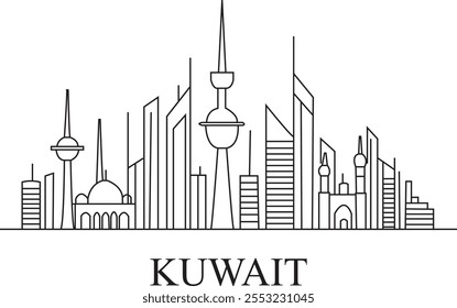 Kuwait City Line Draw Free Vector