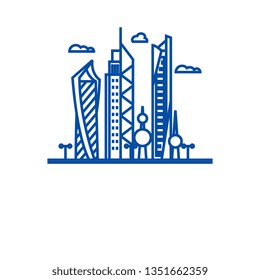 Kuwait city line icon concept. Kuwait city flat  vector symbol, sign, outline illustration.