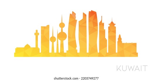 Kuwait City, Kuwait Low Poly Skyline Clip Art City Design. Geometric Polygon Graphic Horizon Icon. Vector Illustration Symbol.