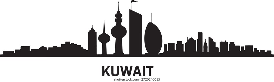 Horizonte de la ciudad de Kuwait. silueta negra del Vector del diseño