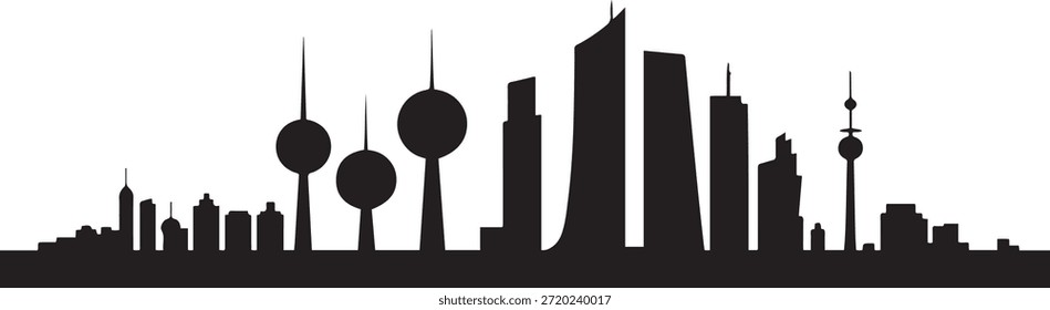 Horizonte de la ciudad de Kuwait. silueta negra del Vector del diseño