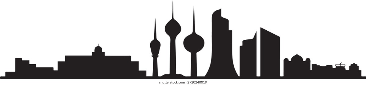 Horizonte de la ciudad de Kuwait. silueta negra del Vector del diseño