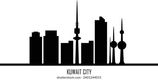 Kuwait city skyline. Kuwait 
skyline and landmarks silhouette, Black tone gradient design on white background, vector illustration. Landscape in flat style. Kuwait city template for your design.