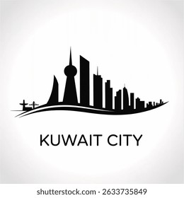 Kuwait City Skyline Silhouette — Middle Eastern Urban Landscape Vector Illustration