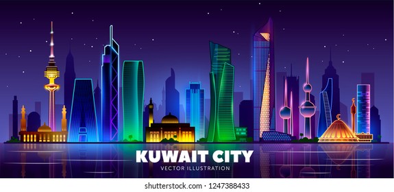 Kuwait City Skyline. Vector Illustration