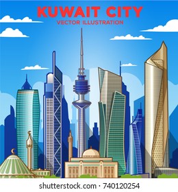 Kuwait city Skyline. Vector illustration