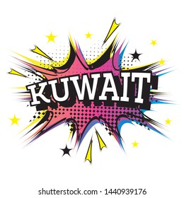 Kuwait Comic Text en Pop Art Style. Ilustración vectorial.