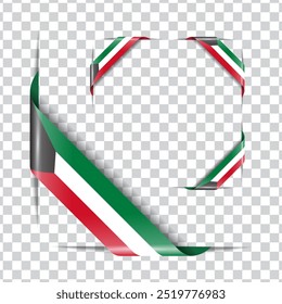 Kuwait corner national flag with shadow