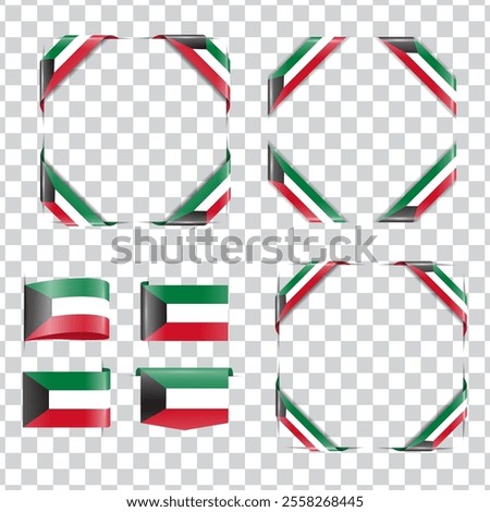 Kuwait corner national flag with shadow