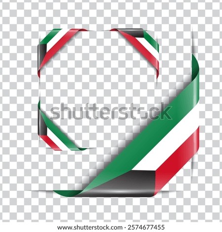 Kuwait corner national flag with shadow