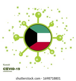 Kuwait Coronavius Flag Bewusstsein Hintergrund. Bleiben Sie zu Hause, bleiben Sie gesund. Kümmere dich um deine eigene Gesundheit. Land beten