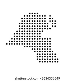 Kuwait country dotted map. Black spot pixel illustration isolated on white background. Vector circle mosaic.