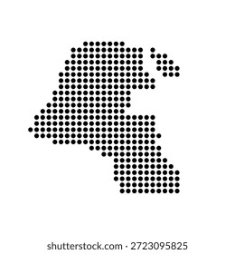 Kuwait mapa pontilhado do país. Ilustração em pixel com ponto preto isolada em fundo branco. Mosaico vetorial.