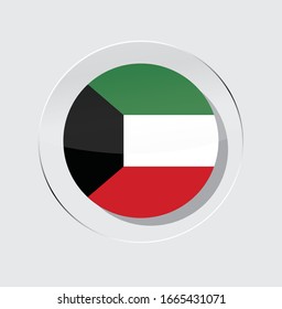 Kuwait country flag circle icon with white background