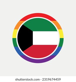 Kuwait country flag circle - lgbt flag graphic element Illustration template design
