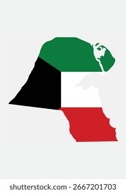 Bandera de país de Kuwait dentro del mapa Imagen de Vector