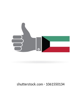 Kuwait country flag thumbs up vector icon