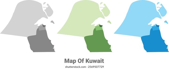 Kuwait country map in different colors