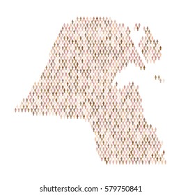 Kuwait country map made up of people icons. Population concept