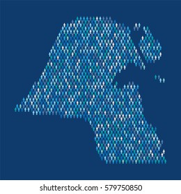 Kuwait country map made up of people icons. Population concept