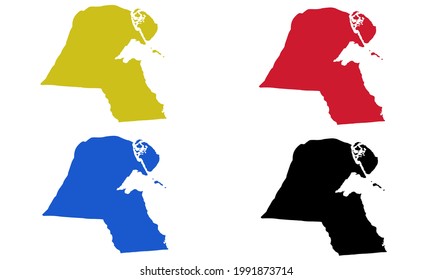 Kuwait country map silhouette in middle east