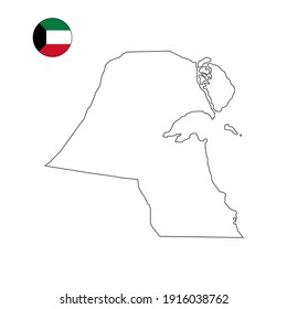 Kuwait country outline blank for middle east or Arabian Gulf themes in the Arabian peninsula.