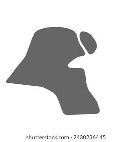 Kuwait country simplified map. Grey stylish smooth map. Vector icons isolated on white background.