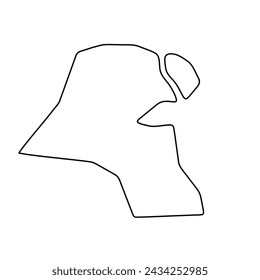 Kuwait country simplified map. Thin black outline contour. Simple vector icon