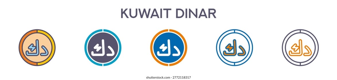 Kuwait Dinar Symbol Element For Design Graphic - Multi Styles