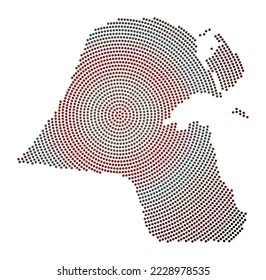 Mapa de puntos de Kuwait. Forma de estilo digital de Kuwait. Icono tecnológico del país con puntos degradados. Auténtica ilustración vectorial.