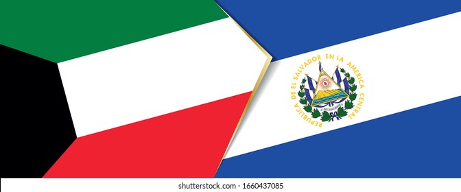 Kuwait and El Salvador flags, two vector flags symbol of relationship or confrontation.