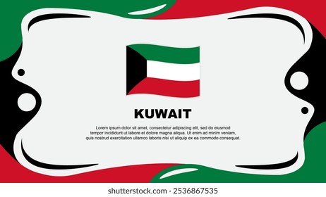 Kuwait Flag Abstract Background Flat Design Template (em inglês). Kuwait Independence Day Banner Wallpaper Ilustração vetorial. Sinalizador do Kuwait