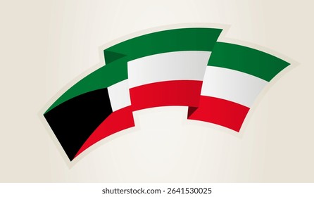 Kuwait Flag in Abstract Ribbon Shape, National Symbol of the Kuwait. This vector is ideal for use in national events, Independence Day, international sports competitions.