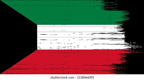 Kuwait flag with brush paint textured isolated  on png or transparent background.Symbol of  Kuwait. Vector illustration