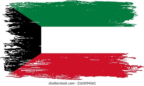 Kuwait Flag With Brush Paint Textured  On Png  Background