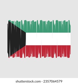 Kuwait flag with brush stroke vector Illustration