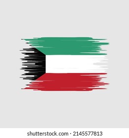 Kuwait Flag Brush Strokes. National Flag