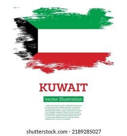 Kuwait Flag with Brush Strokes. Vector Illustration. Independence Day.