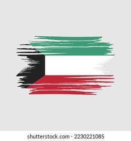 Kuwait Flag Brush Vector Illustration