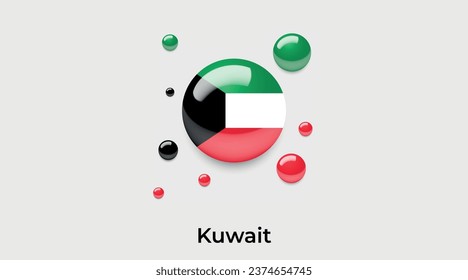 Kuwait-Flagge Blase Kreis rund Form Symbol bunte Vektorgrafik